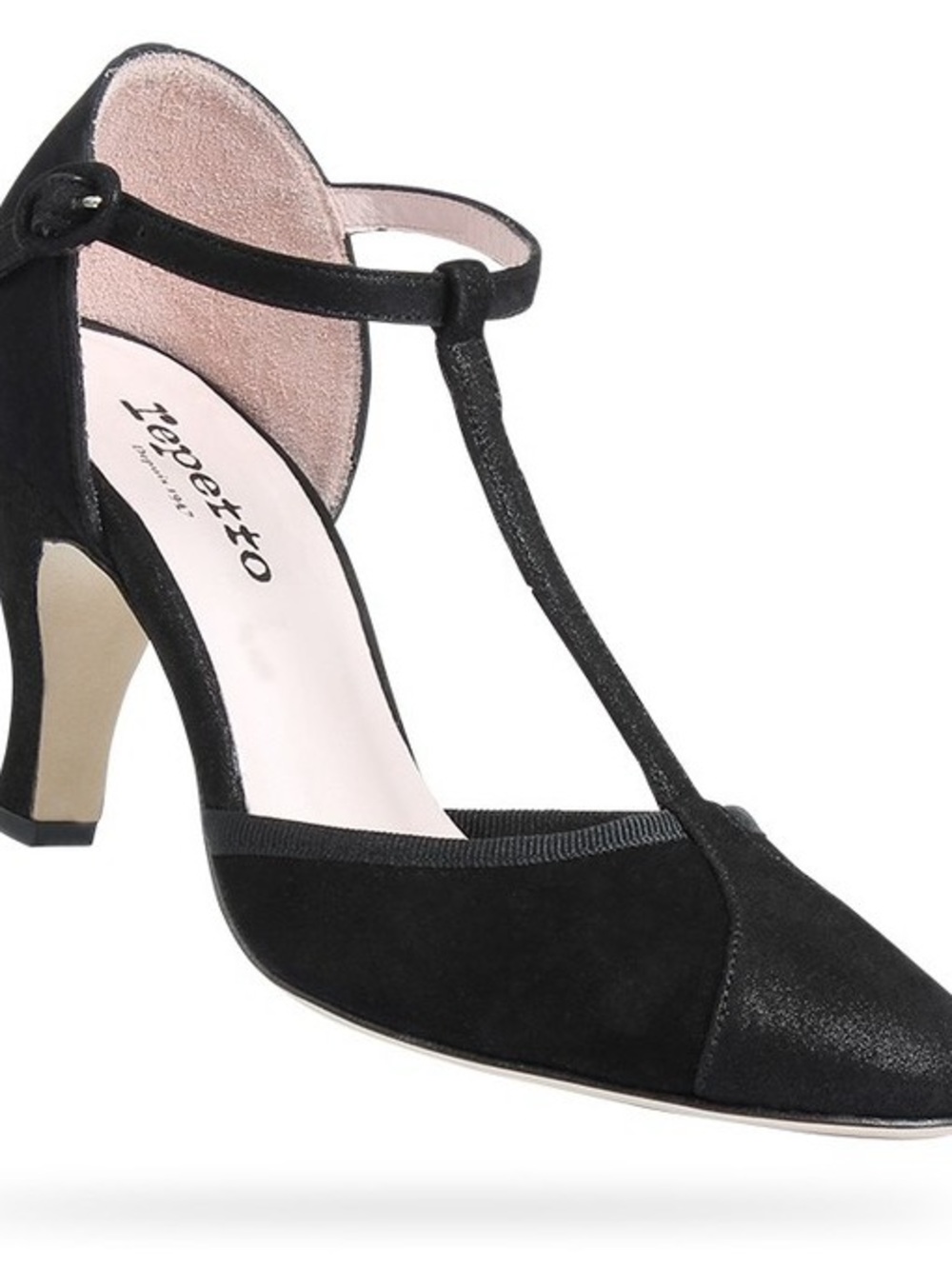 Repetto Baya T-Strap Pumps in black suede size 36